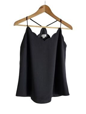 J. Crew Black Camisole Scalloped Neckline Adjustable Spaghetti Strap Size 4